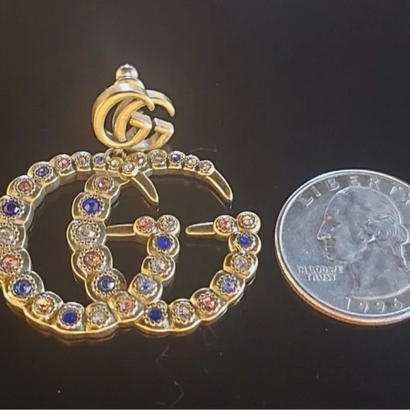 NWB Gucci Gold Earrings with Multicolor Crystals - Picture 7 of 8